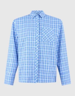 Oversized Ruiten Bow Blouse Blauw