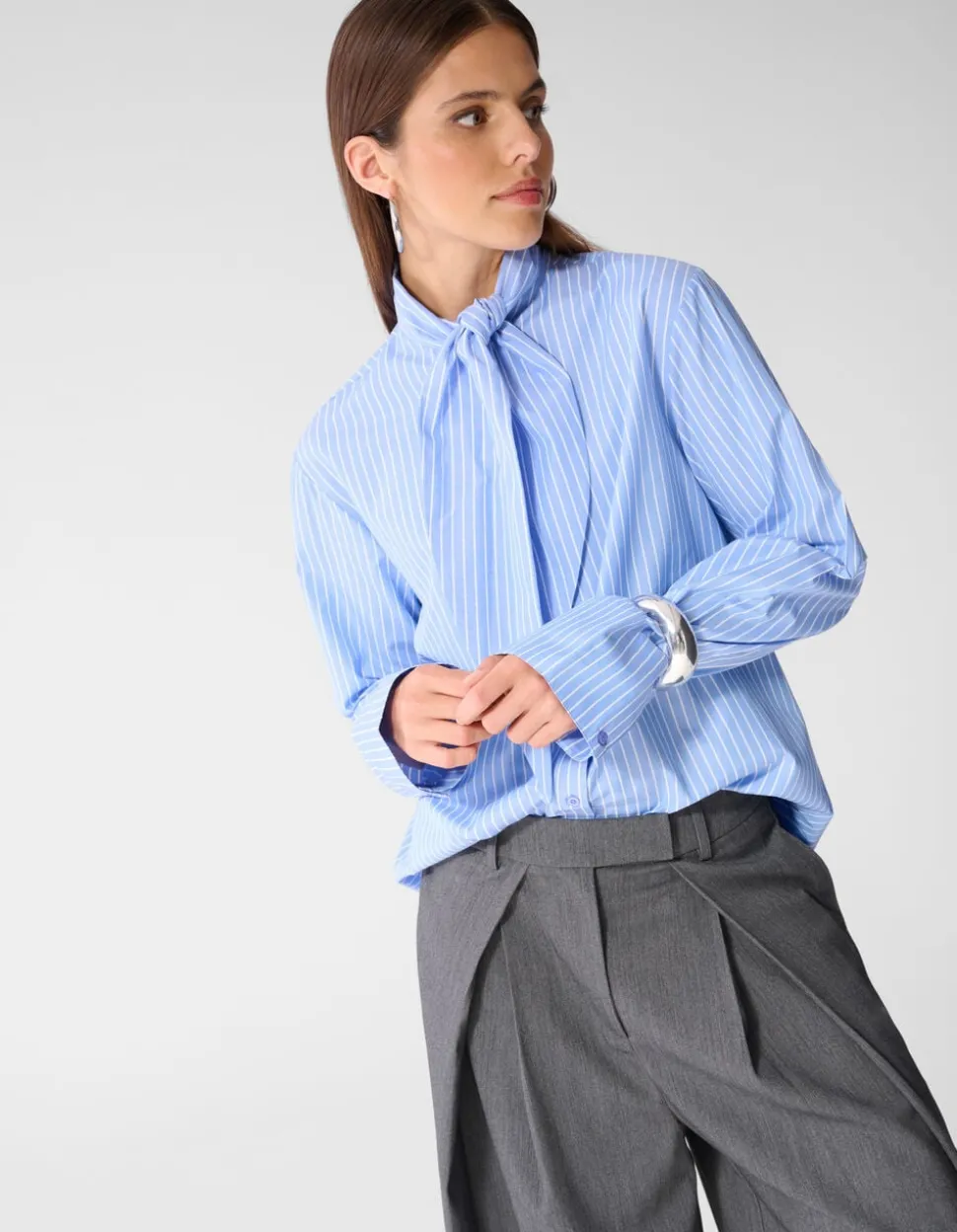 Oversized Scarf Blouse Lichtblauw
