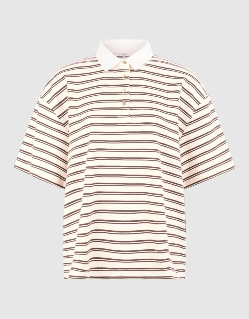 Oversized Stripe Short Sleeve Polo Bruin