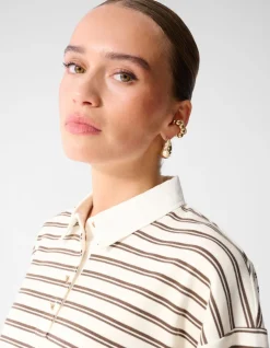 Oversized Stripe Short Sleeve Polo Bruin