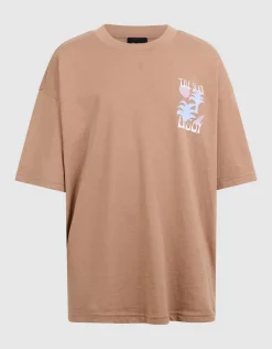 Oversized Sun Artwork T-shirt Lichtbruin