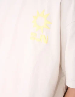 Oversized Sun Artwork T-shirt Beige