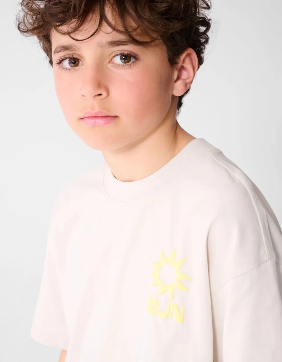 Oversized Sun Artwork T-shirt Beige