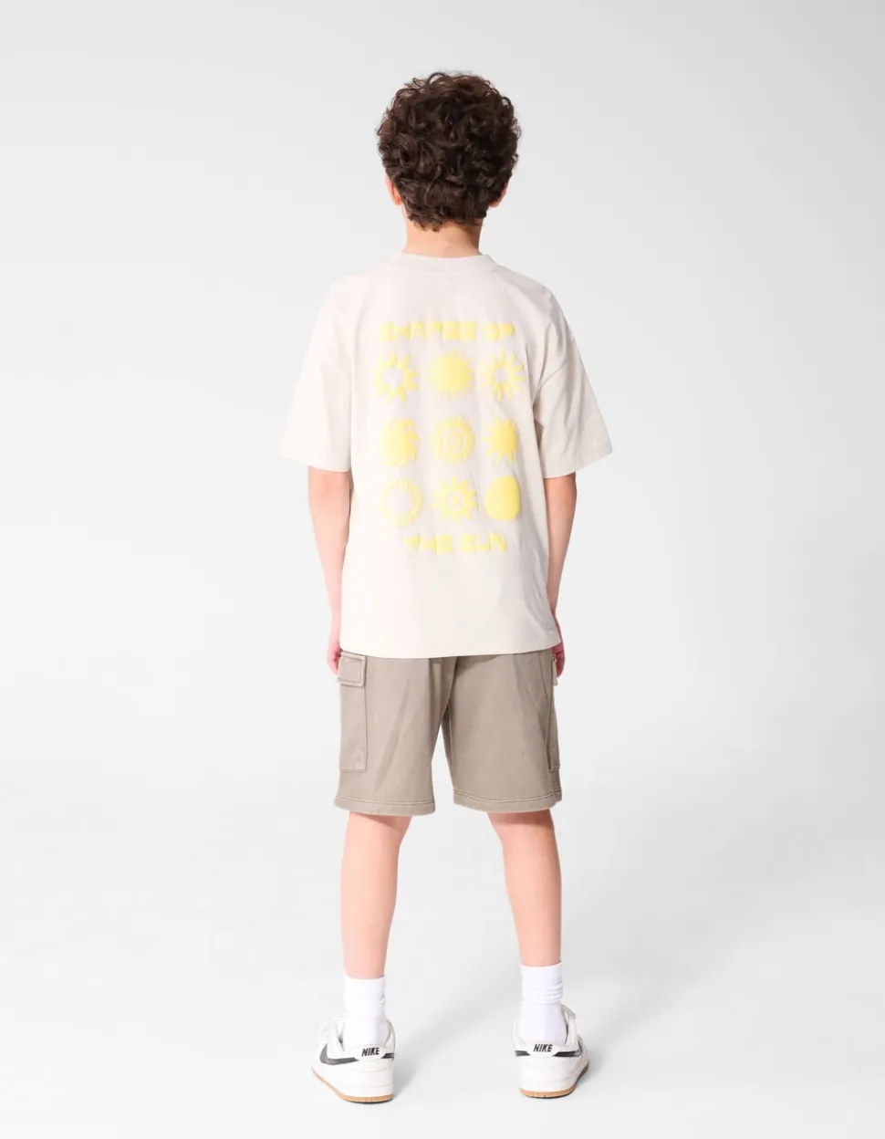 Oversized Sun Artwork T-shirt Beige
