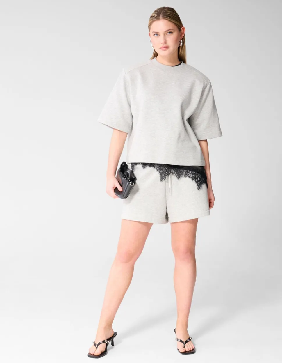 Oversized Sweat T-shirt Lichtgrijs