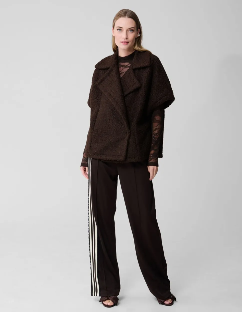 Oversized Teddy Gilet Donkerbruin