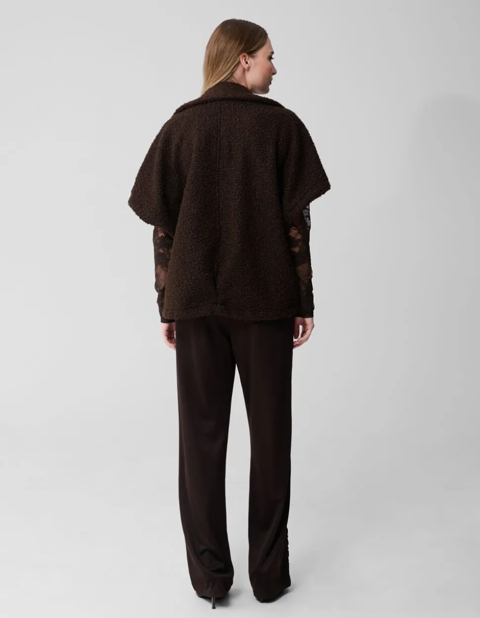 Oversized Teddy Gilet Donkerbruin