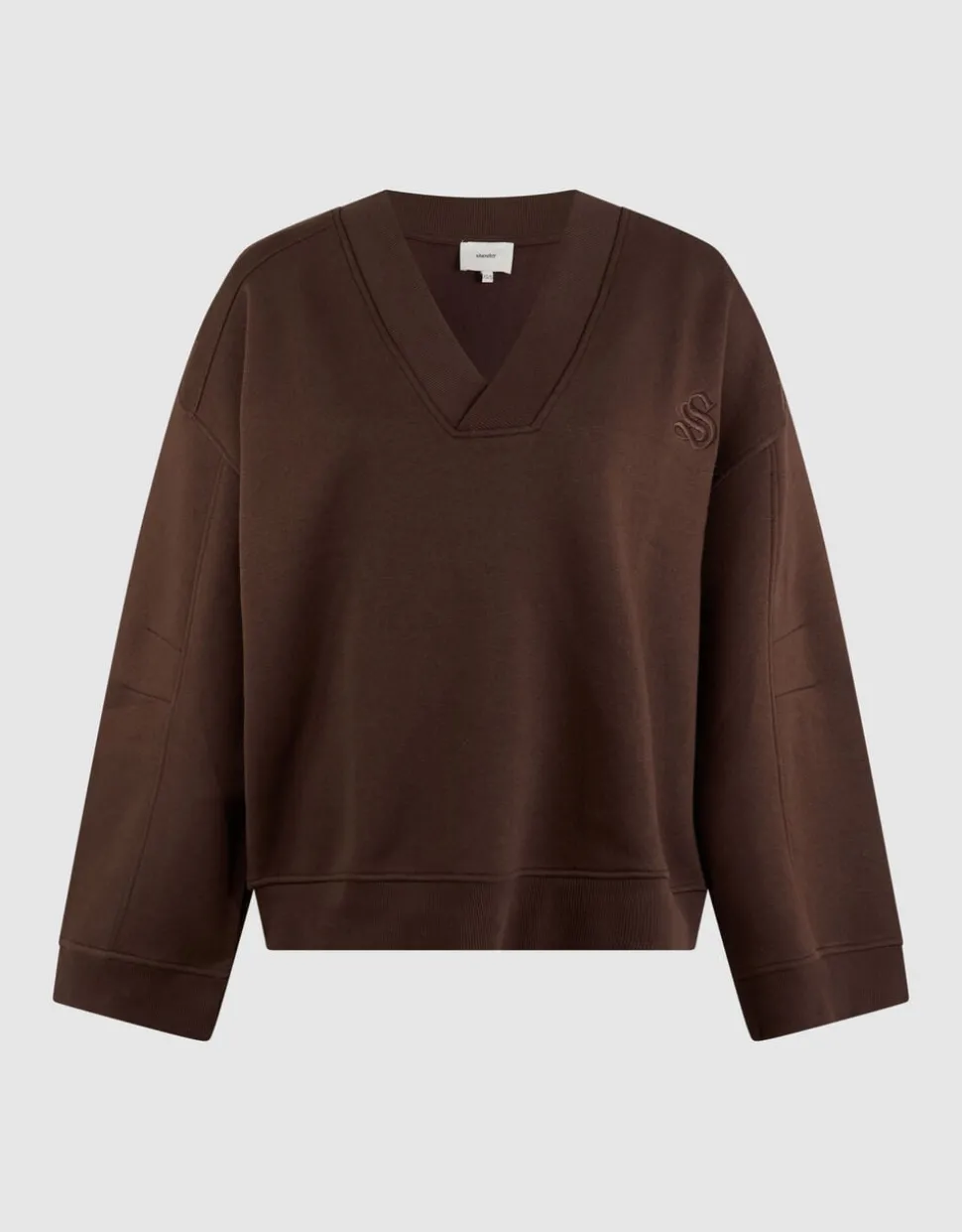 Oversized V-hals Sweater Donkerbruin