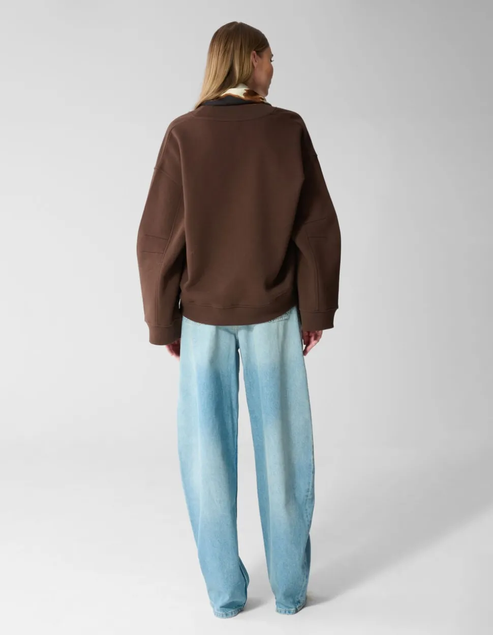 Oversized V-hals Sweater Donkerbruin