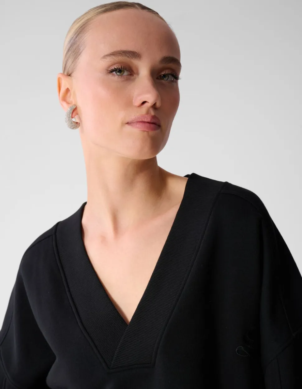 Oversized V-hals Sweater Zwart