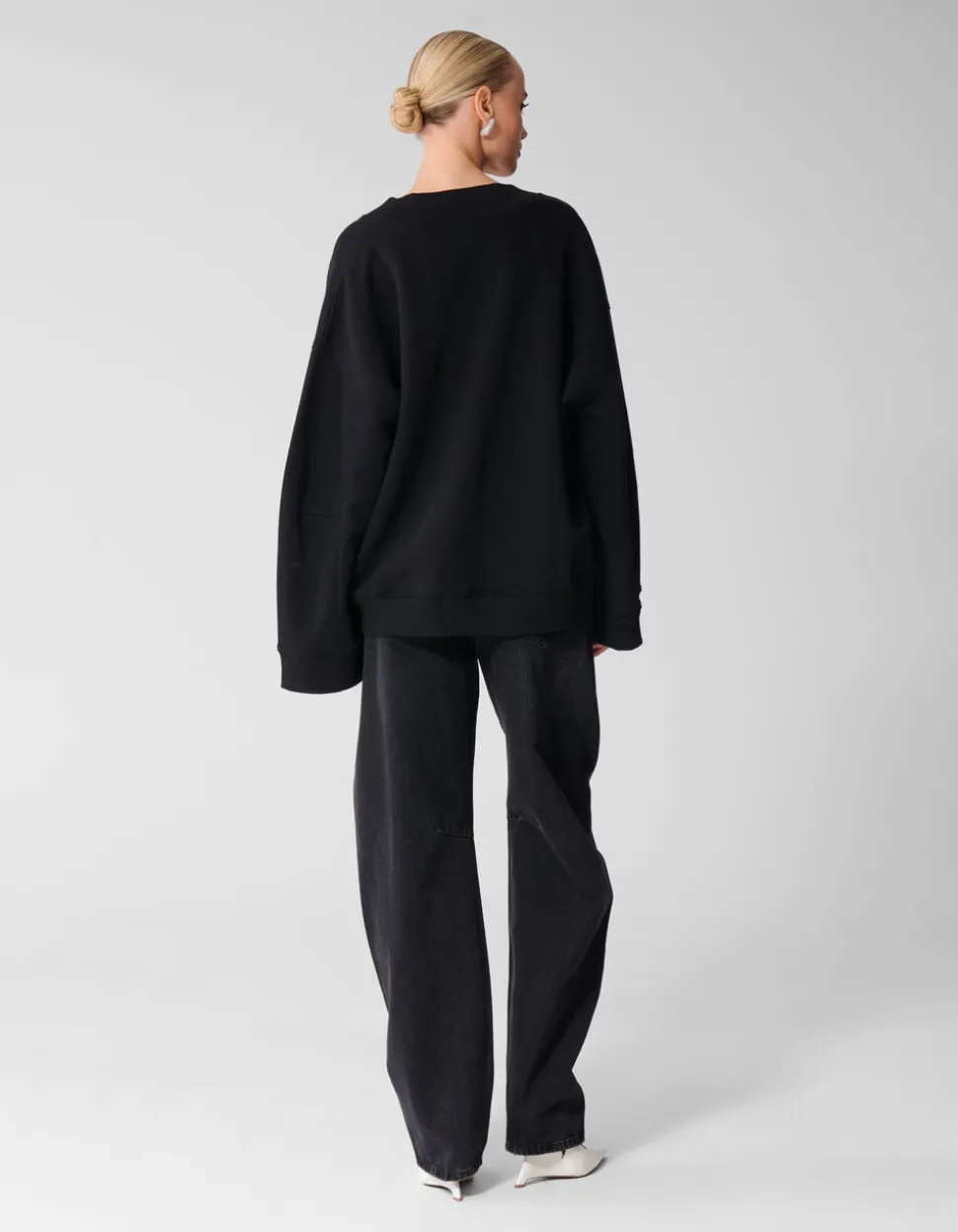 Oversized V-hals Sweater Zwart