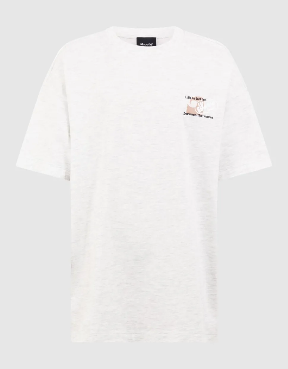 Oversized Waves Artwork T-shirt Lichtgrijs