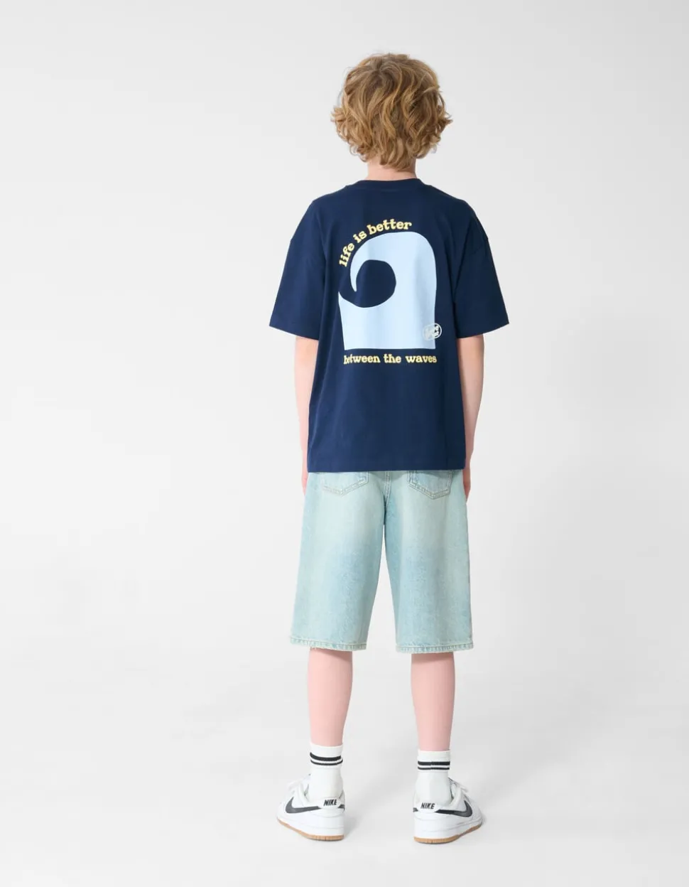 Oversized Waves Artwork T-shirt Donkerblauw