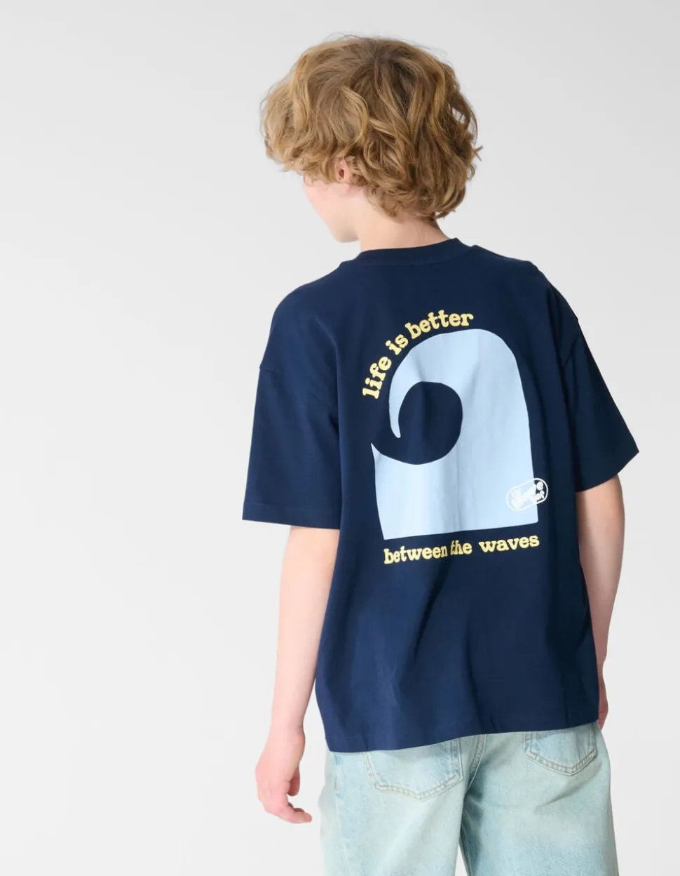 Oversized Waves Artwork T-shirt Donkerblauw
