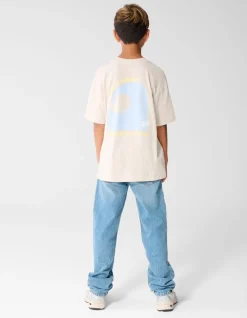 Oversized Waves Artwork T-shirt Beige
