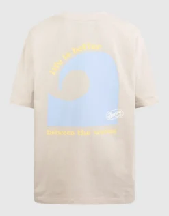 Oversized Waves Artwork T-shirt Beige