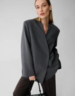 Oversized Wrap Blazer Donkergrijs By Lonneke