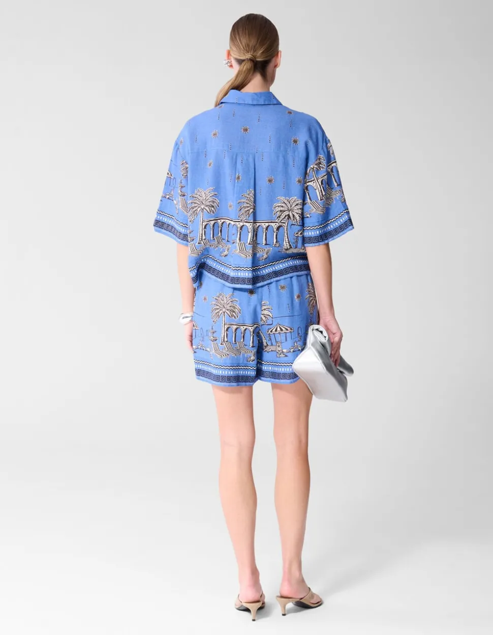 Palm Print Blouse Blauw