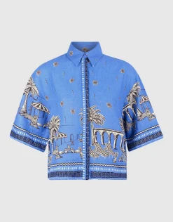 Palm Print Blouse Blauw