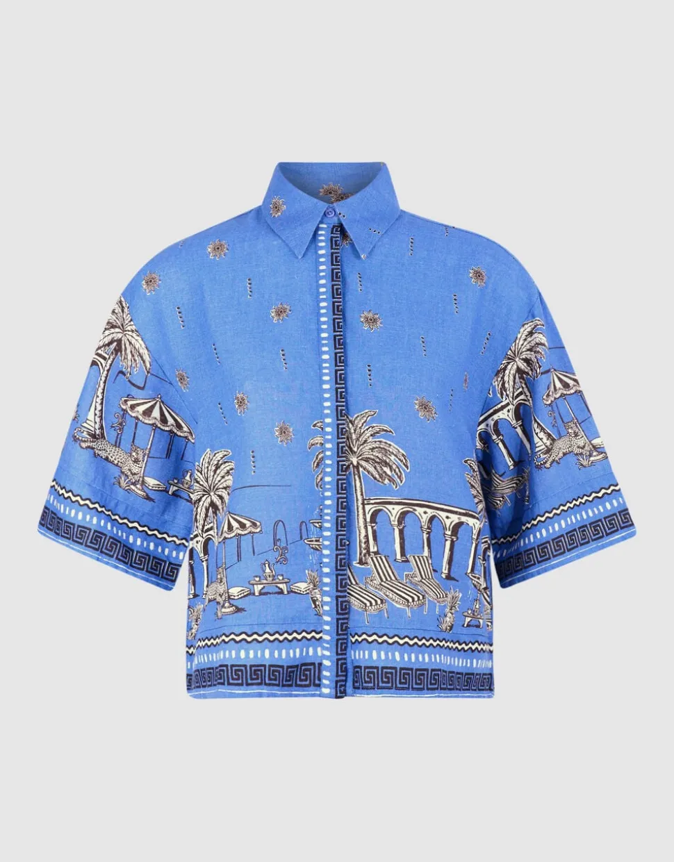 Palm Print Blouse Blauw