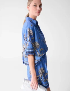 Palm Print Blouse Blauw