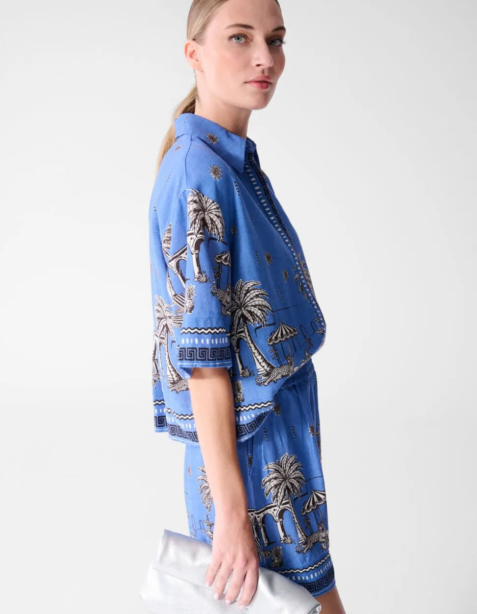 Palm Print Blouse Blauw