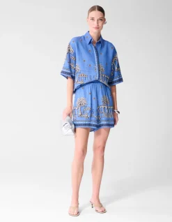 Palm Print Blouse Blauw