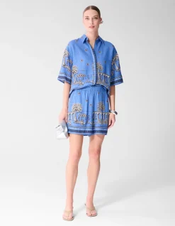Palm Print Short Blauw