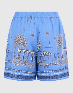 Palm Print Short Blauw