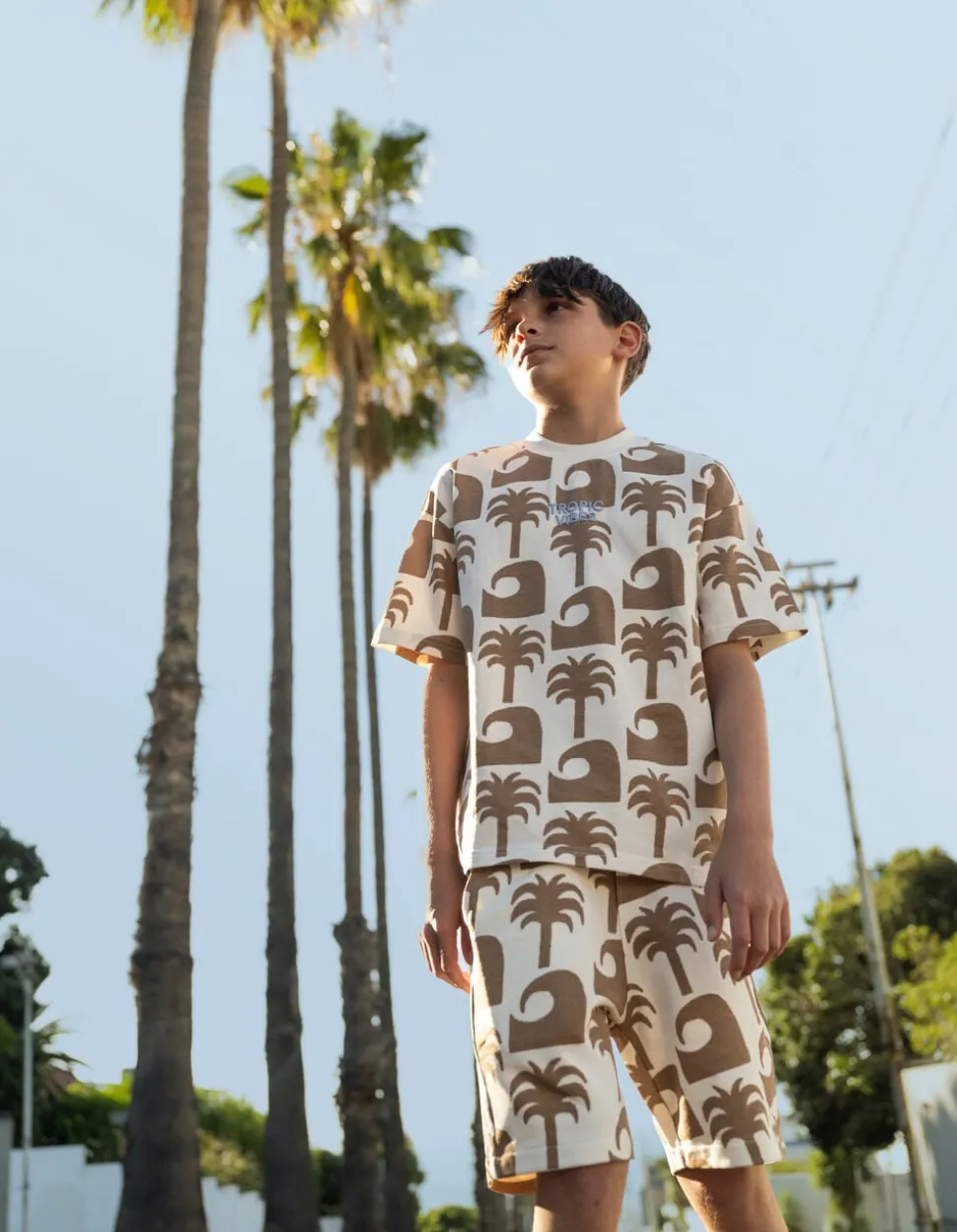 Palm Print Short Gebroken Wit