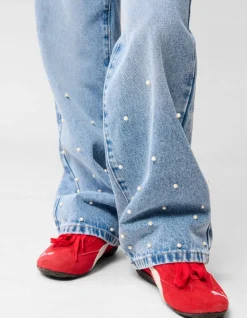 Parel Wide Leg Fit Jeans Blauw
