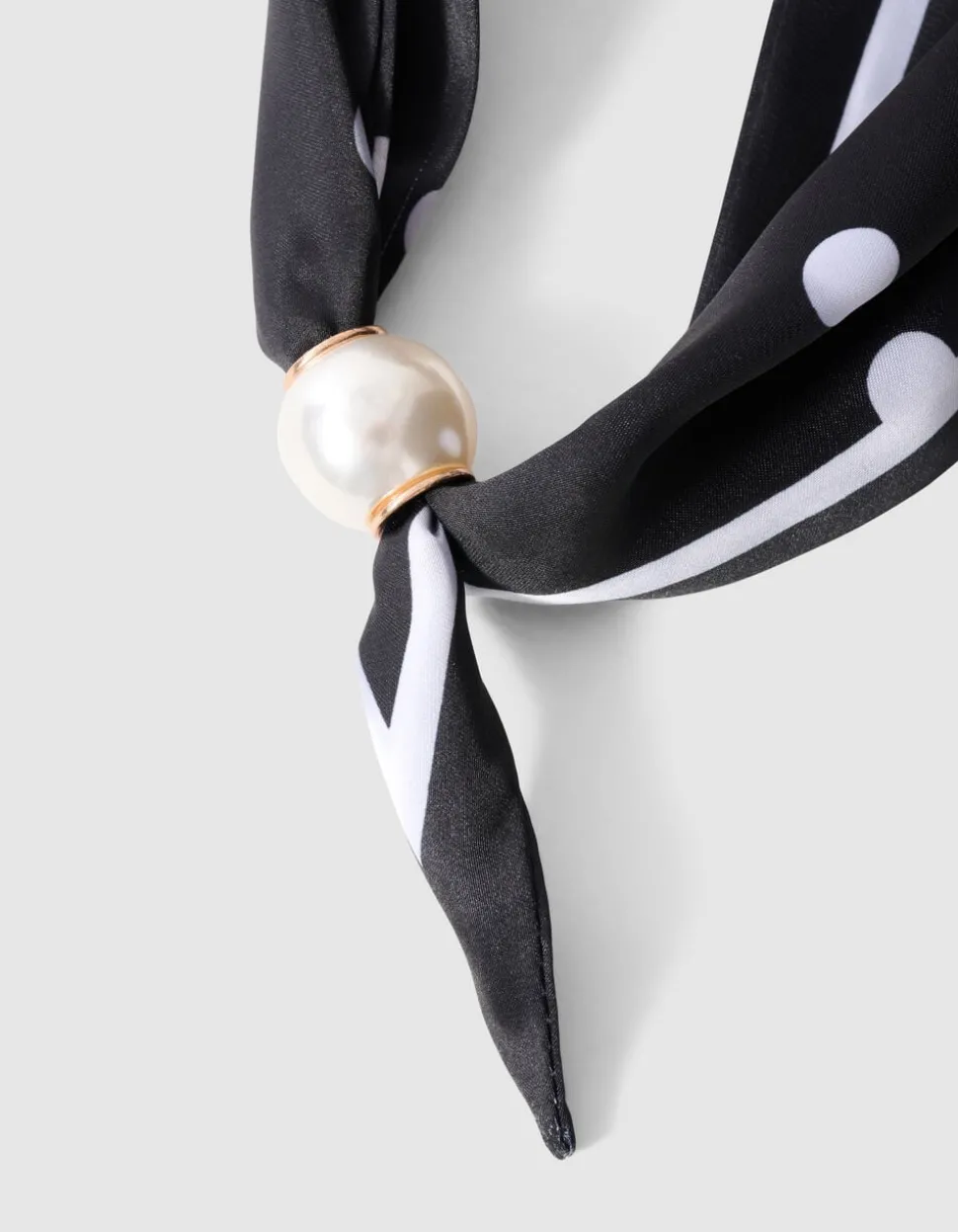 Pearl Dotted Sjaal Ketting Zwart/Wit
