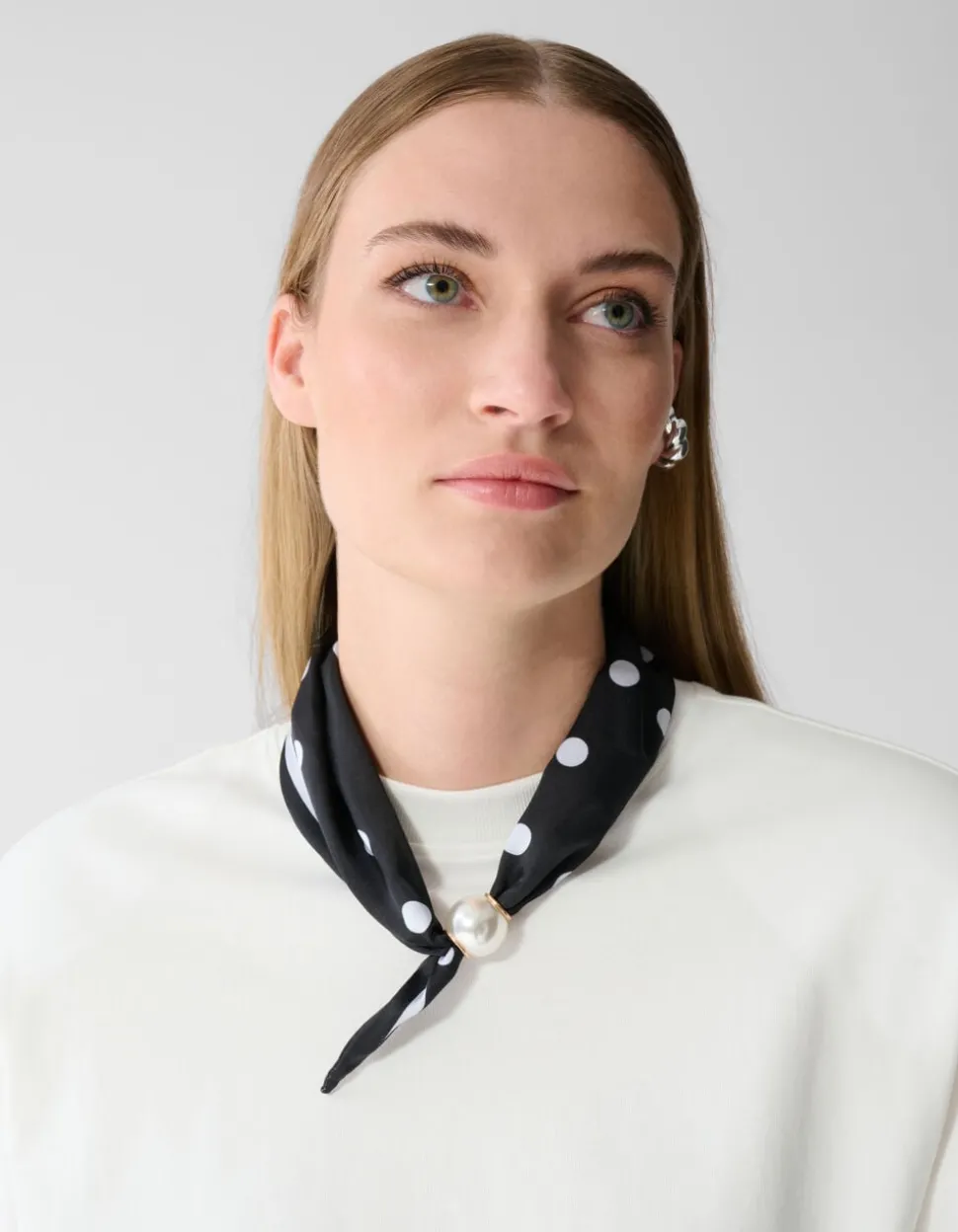 Pearl Dotted Sjaal Ketting Zwart/Wit
