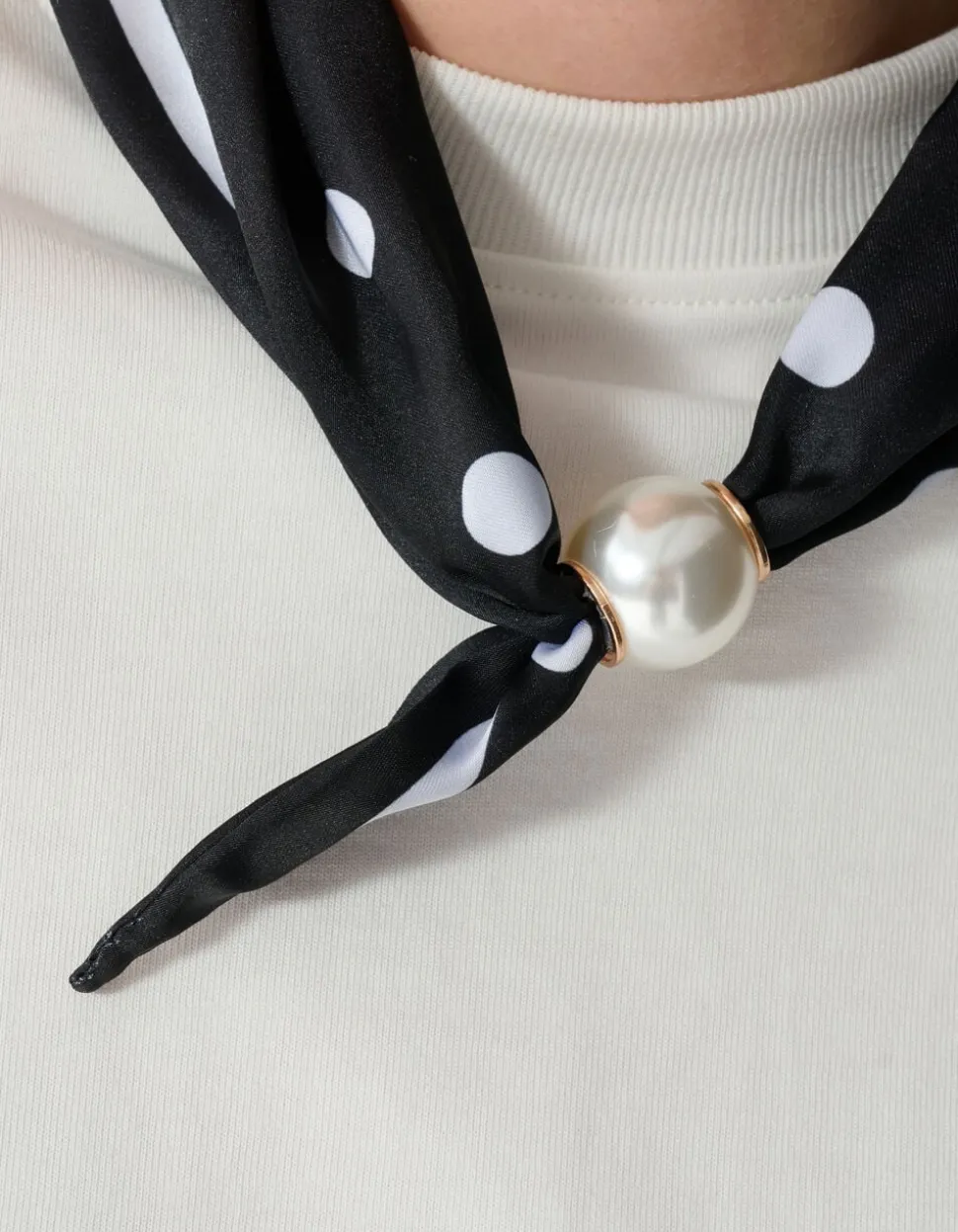 Pearl Dotted Sjaal Ketting Zwart/Wit