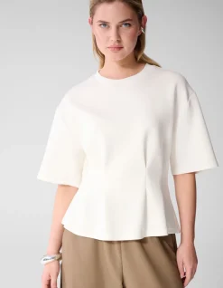 Peplum Scuba T-shirt Gebroken Wit