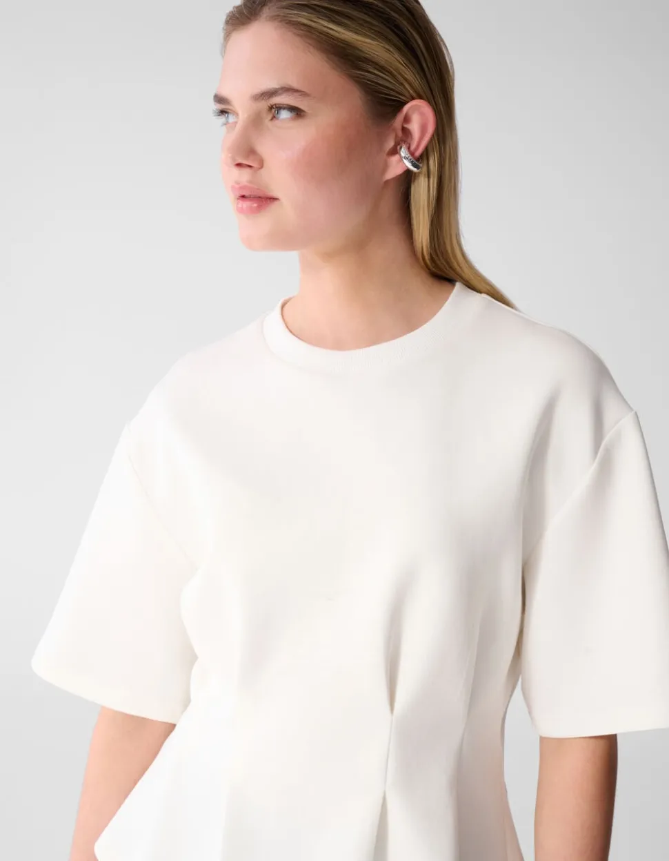 Peplum Scuba T-shirt Gebroken Wit