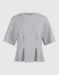 Peplum Scuba T-shirt Lichtgrijs
