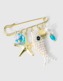 Pin Fish Broche Gebroken Wit