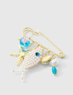 Pin Fish Broche Gebroken Wit
