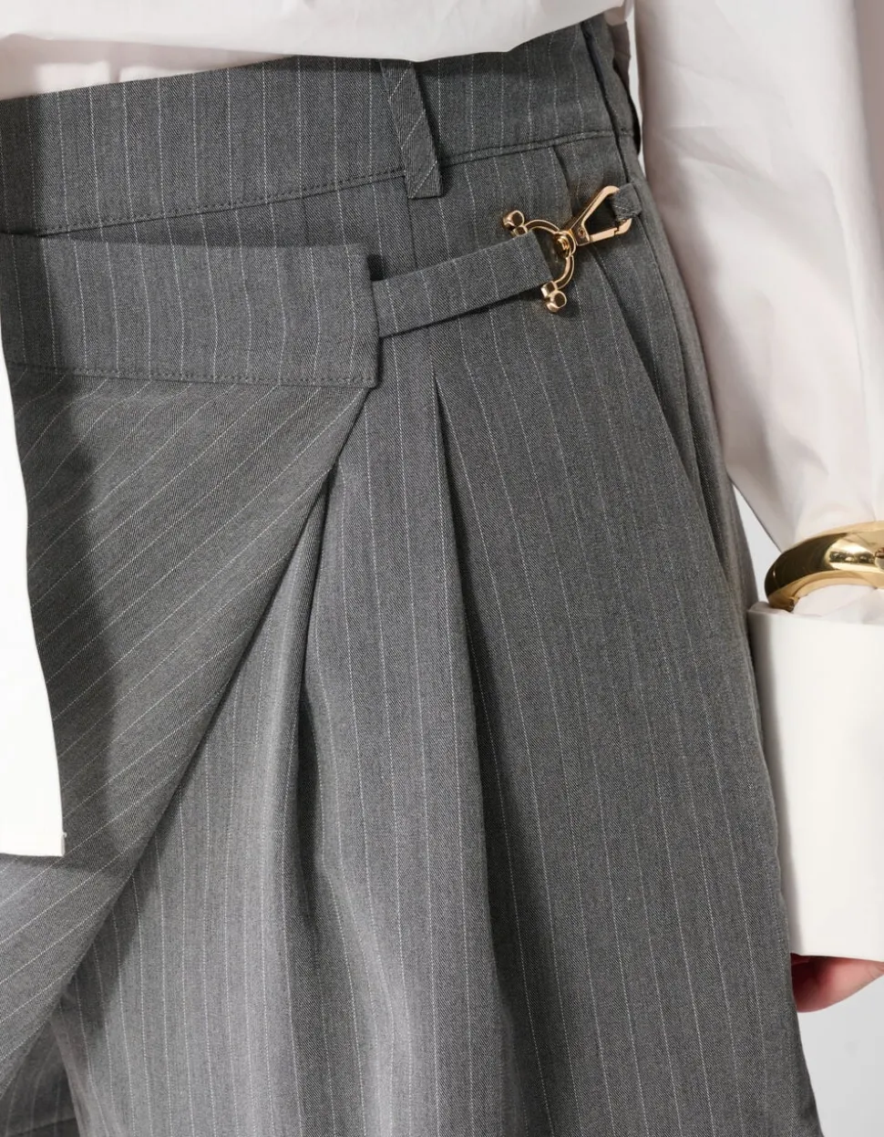 Pinstripe Pleated Skort Donkergrijs