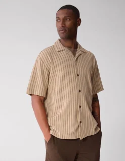 Pinstripe Rib Overhemd Zand