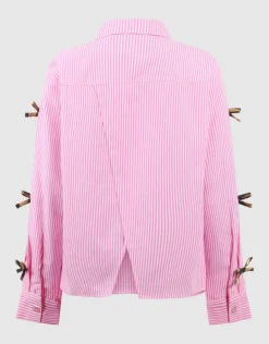 Pinstripe Strik Blouse Lichtroze