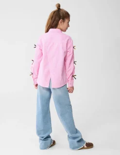 Pinstripe Strik Blouse Lichtroze