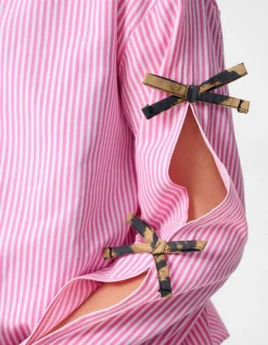 Pinstripe Strik Blouse Lichtroze