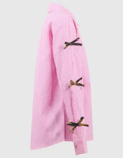 Pinstripe Strik Blouse Lichtroze