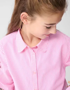 Pinstripe Strik Blouse Lichtroze