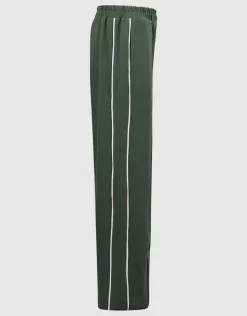 Piping Wide Leg Fit Broek Donkergroen