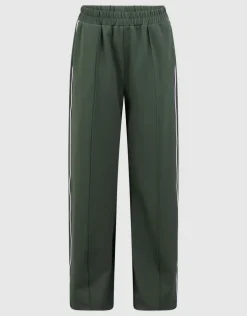 Piping Wide Leg Fit Broek Donkergroen