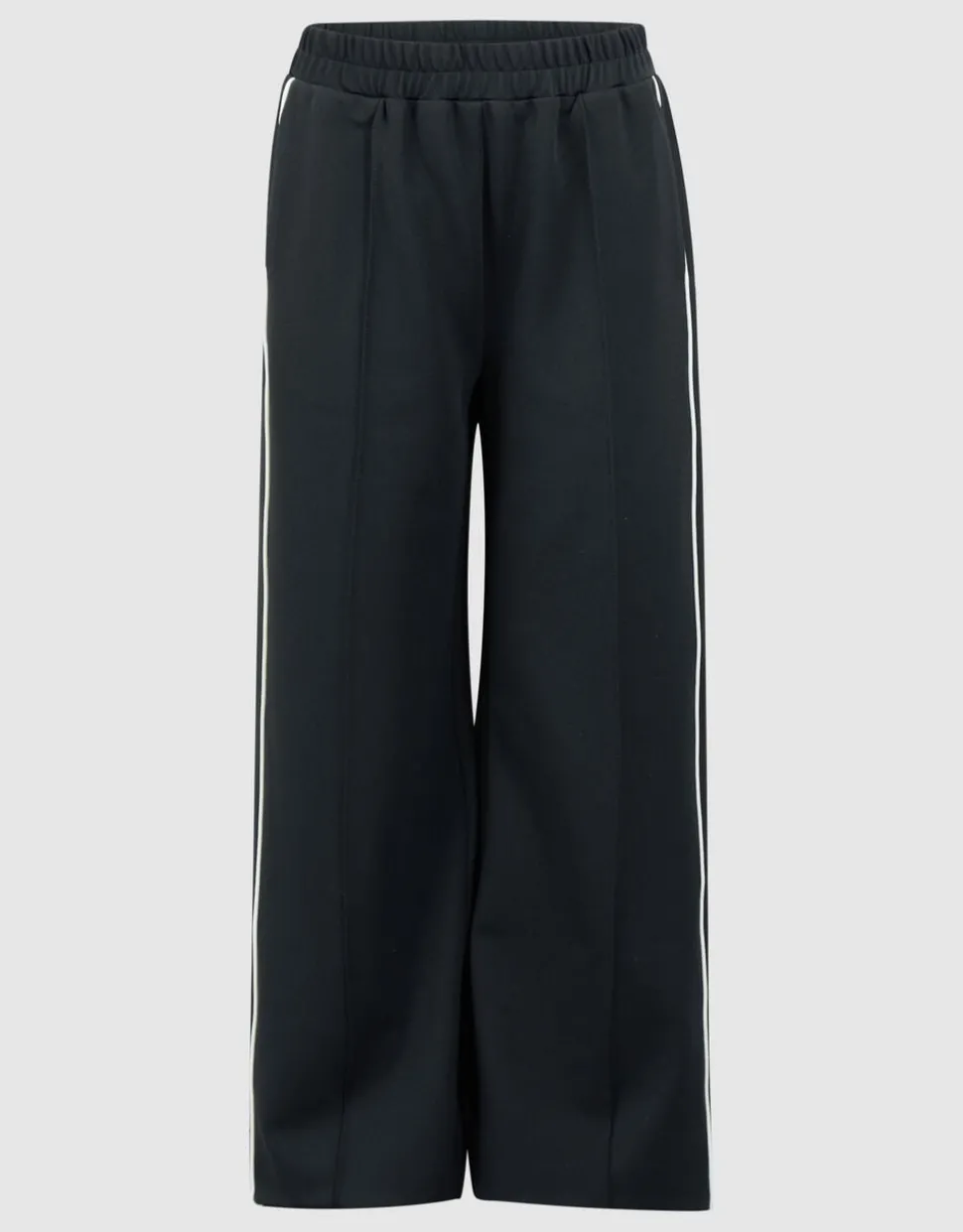Piping Wide Leg Fit Broek Zwart