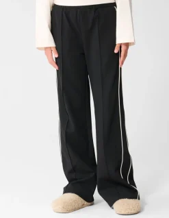 Piping Wide Leg Fit Broek Zwart